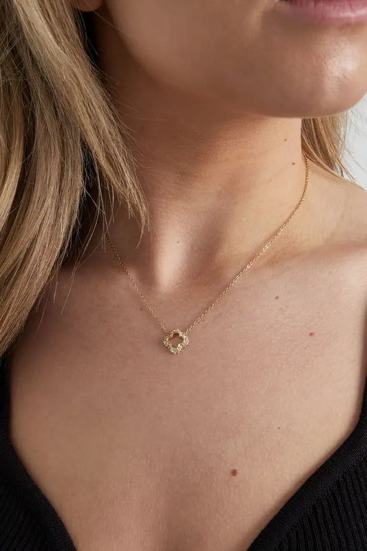 Diamant Klaver Ketting Goud