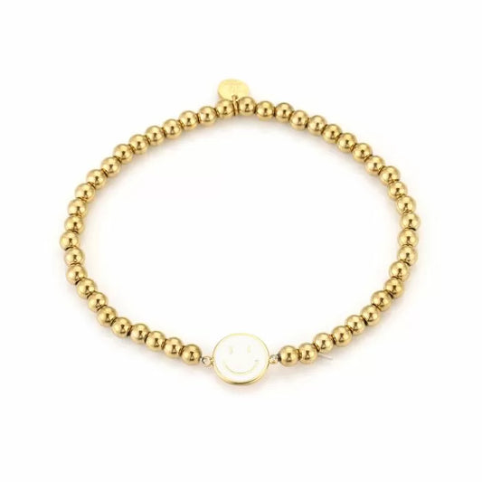 SMILEY Kralen Armband Goud/Wit