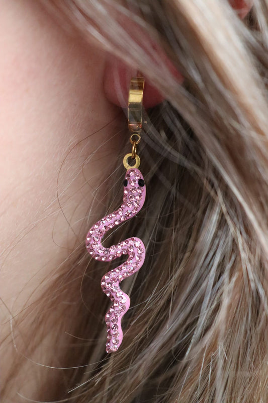 Snake Earrings Goud/Roze