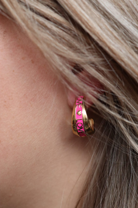 Love Earrings Goud/Roze